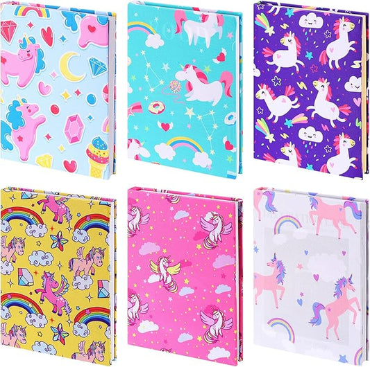6 Pack Stretchable Book Cover Jumbo Fabric Book Covers Colorful Pattern Print Book Protector Washable Reusable Protective Textbook Cover for Hardcover Textbooks up to 9 x 11 Inch (Unicorn Pattern)