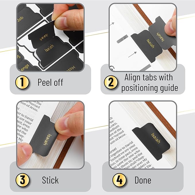 Mr. Pen- Bible Tabs, 75 Tabs, Black with Gold Foil Lettering, Laminated Bible Tabs for Women and Men, Bible Tabs for Study Bible Index Tabs, Bible Book Tabs, Bible Labels Tabs, Mr Pen Bible Tabs