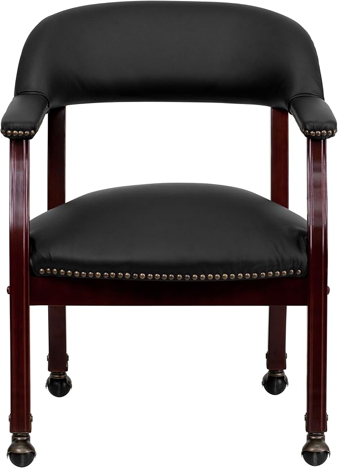 EMMA + OLIVER Black LeatherSoft Conference Chair with Casters