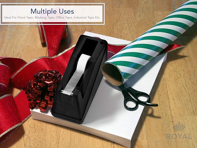 Royal Imports Desktop Tape Dispenser Adhesive Roll Holder (Fits 1" & 3" Core) Heavy Duty Premium for Office, Home, School, Library, Crafts, Moving, Giftwrapping with Weighted Nonskid Base, Blue