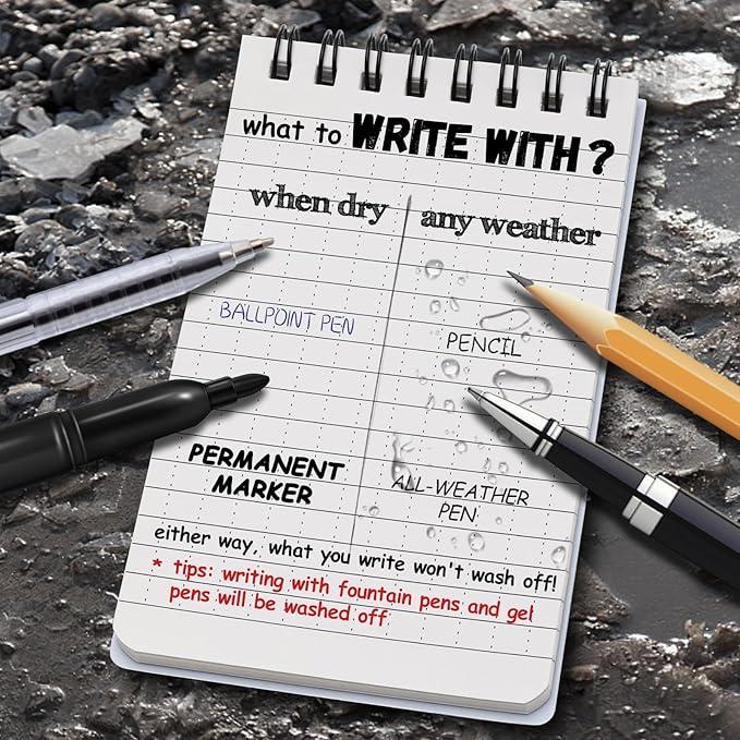 POPYOLA 8 Pack Waterproof Pocket Notebook, 3x5 Pocket Notepad, All Weather Mini Spiral Notepad, Write in the Rain Police Notepad with 100 Squared Pages for Outdoor Home Office School, Blue