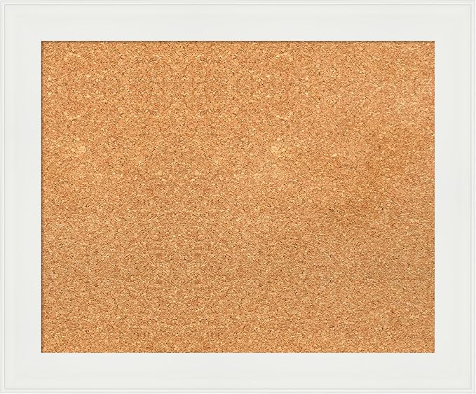 Amanti Art Natural Cork Board for Wall, 19x23 Vision Board with White Frame, Small Corkboard Office Decor for Home Organization, Casual Corkboard Pinboard to Display Items for Home Organization in