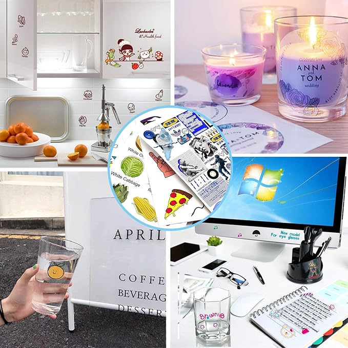 Printable Vinyl Sticker Paper for Your Inkjet Printer - 8.5 x 11 Inches 30 Sheets Translucent Premium Waterproof Sticker Paper - Dries Quickly and Holds Ink Beautifully