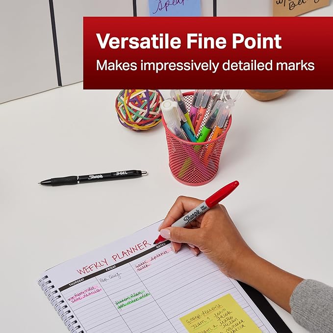 Sharpie Permanent Markers | Fine Point | Assorted Neon Colours | 4 Count