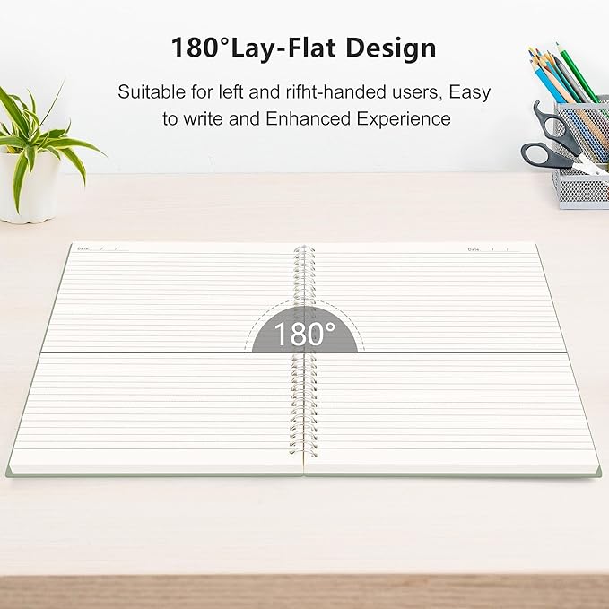 RETTACY Spiral College Ruled Notebook, 300 Pages, A4 Large Size (8.2" x 11.2"), for School, Work, Writing, Journaling, 100 GSM Thick Paper, Flexible Plastic Cover (Black)