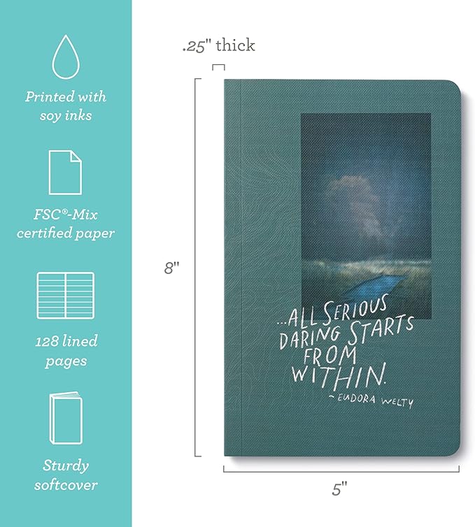 Compendium Softcover Journal - All serious daring starts from within. – A Write Now Journal with 128 Lined Pages, 5″W x 8″H