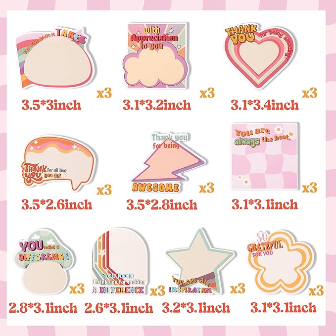 30 Pack Empowering Sticky Notes - Motivational Educator Self Sticky Notepads Inspirational Memo Pads for Appreciation Gifts Office School Supplies Birthday Party Favors, Total 600 Sheets