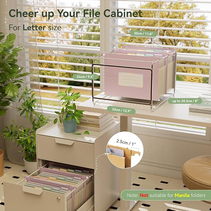 Wheat Straw Expanding Hanging File Folders,1.2" Accordion Pockets File Organizer, Large Capacity, Letter Size for Filing Cabinet, 100% BPA Free, Return to Nature, Healthy Living-3 Packs