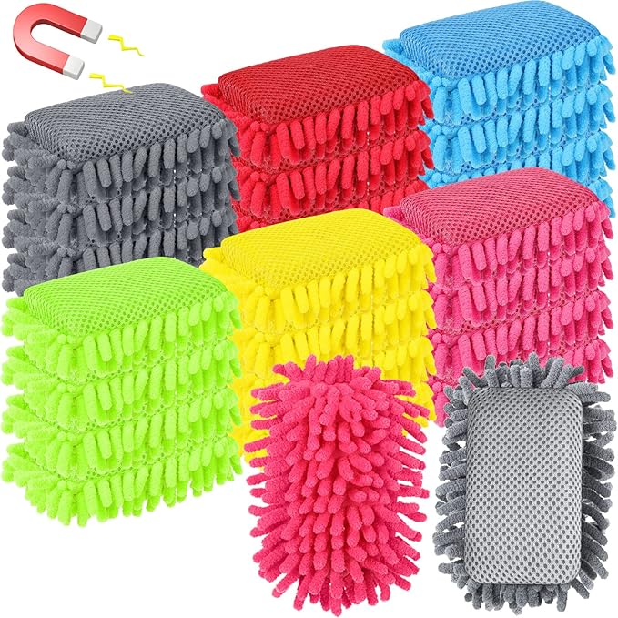 Sherr 24 Pcs Magnetic Whiteboard Eraser School Dry Erase Erasers Microfiber Shag Washable White Board Eraser for Chalk Classroom Home Office (Multicolor)