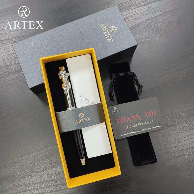 Stylish Fountain Pen : Luxury,Elegant, Germany F Fine Nib, Gift for Men & Women, Professional, Executive, Metal, Gift Box (Black/Silver (Leopard))