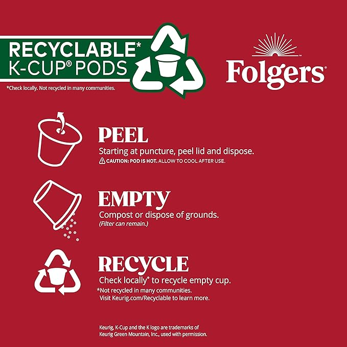 Folgers Toasty Hazelnut Artificially Flavored Coffee, Keurig K-Cup pods, 10 Count Box (Pack of 6)