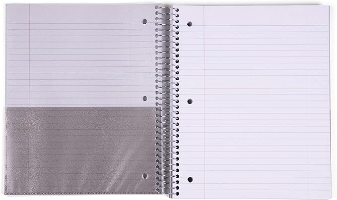 Mintra Office Durable Spiral Notebooks, 5 Subject (Spring Pink, Wide Ruled 1pk)