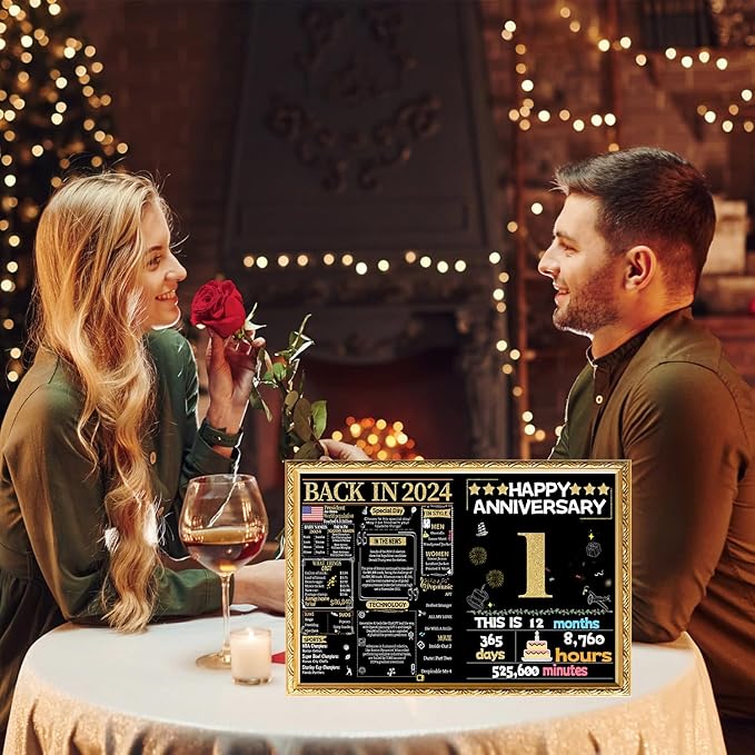 Joycard 1th Anniversary Card for Women Men, Gold Wedding Card for Wife Husband, Sweet Marriage Decorations Gifts for Couple, Perfect for Her Him on Anniversary Day, Paper Wedding Card, Back in 2024