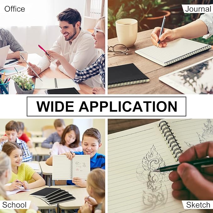 Yahenda 36 Pcs Spiral Notebook Bulk A5 Journal Lined 8.3'' x 5.5'' Writing Composition Paper Small Notepad Subject Notebook for Students Office Business Back to School Supplies (Black)