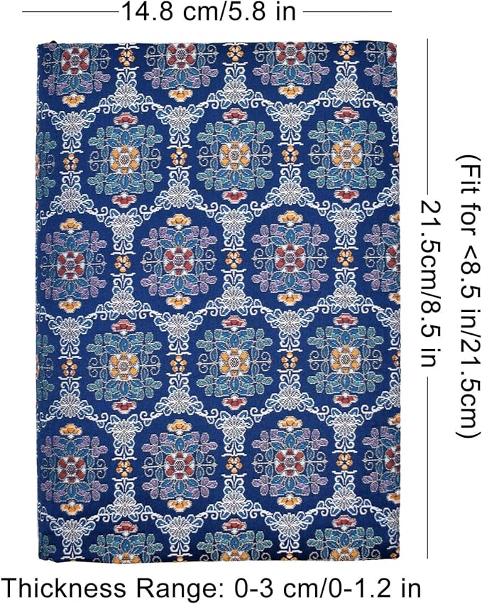 BLBMH A5 Book Covers for Paperbacks Fit for 5.5x8.4 inch Adjustable Book Sleeve Cover for Women Over 15 Soft Cloth Protector for Novels Notebook Journal - Flower Blue