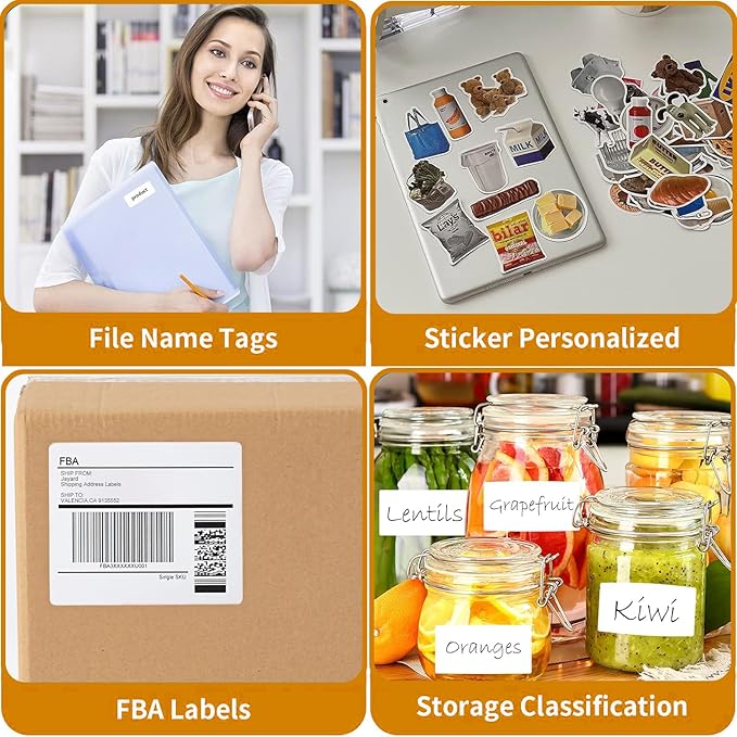 3-1/3”x 4” Shipping Address Labels, 600 Count Adhesive Stickers Labels for Laser/Inkjet Printer, 6 per Page [Paper 8.5" x 11"] Printable Mailing Labels