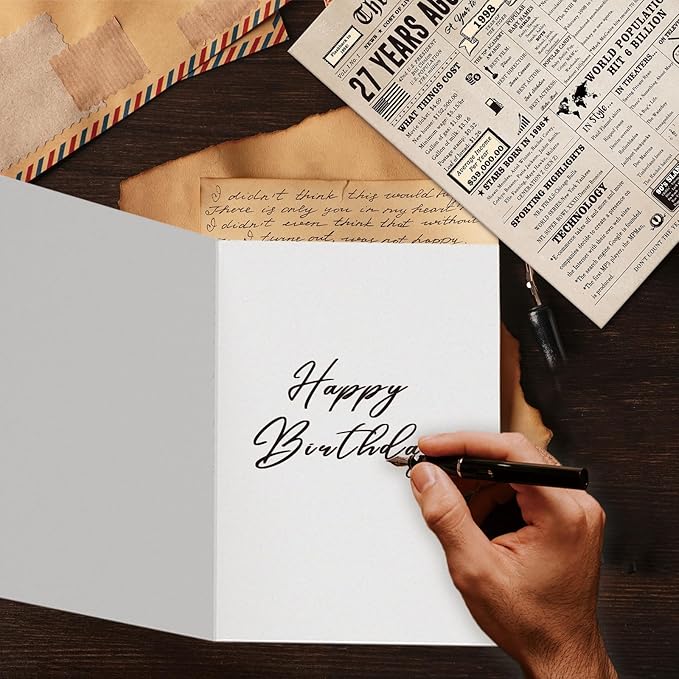 Ziwenhu Vintage 27th Birthday Card Gifts for Women Men,Funny 27th Birthday Decorations Card for Her Him,27 Year Old Bday Greeting Card for Husband Wife or Mom Dad Couple Family