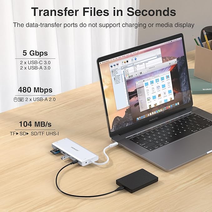 USB C Hub USB-C Docking Station Dual Monitor 14 in 1 Triple Display Multiport Adapter with 2 HDMI+DP+7 USB Type C/A Ports+Ethernet+Audio, USBC Dongle for Dell/HP/Lenovo ThinkPad/Surface(Sliver)