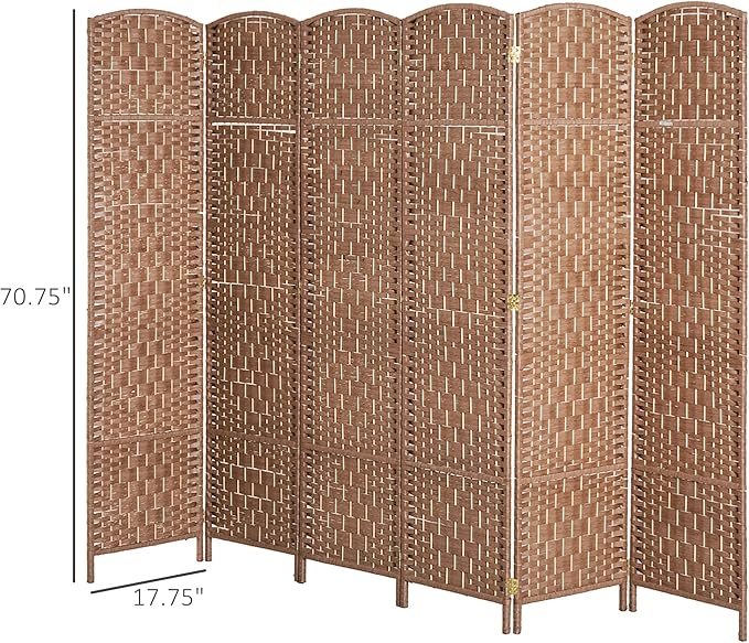NicBex Room Divider 6 Panel Room Dividers with Woven Rattan Design Partition Room Dividers and Folding Privacy Screens 6 FT Wall Divider for Office,Room Separation,106.25"W x 0.75"D x 70.75"H, Natural