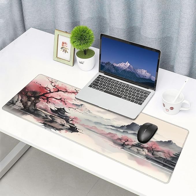 Gaming Mouse Pad Desk Pad,Extended Big Mouse Pad,31.5x11.8 Inch Long Computer Keyboard Mouse Mat Mousepad with 3mm Non-Slip Base and Stitched Edge for Gaming and Office