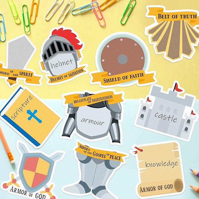 30 Pack Armor of God Sticky Notes, Total 600 Sheets, Religious Knight Self Sticky Notepads Memo Pads Christian Sunday School Office Supplies Classroom Reward Party Favors Goodies Bag Fillers