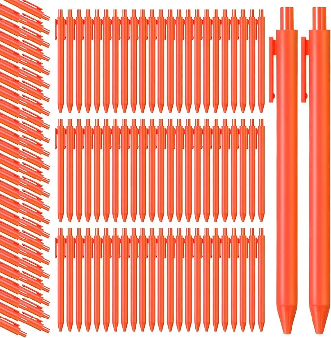 Fulmoon 50 Pcs Ballpoint Pens Bulk Retractable Comfortable Writing Pens Cute Back to School Supplies in Medium Point 1.0 mm for Teacher Student Bridal Shower Baby Shower (Orange)
