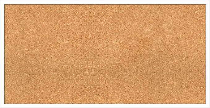 Amanti Art Natural Cork Board for Wall, 21x41 Vision Board with White Frame, Large Corkboard Office Decor for Home Organization, Modern Corkboard Pinboard to Display Items for Home Organization in