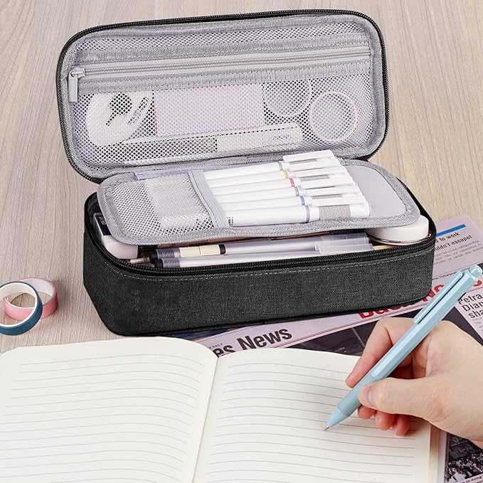 WEMATE Pencil Case, Large Storage Organizer for Stationery, Back - to - School Essential, Teacher Must - have, Big Pencil Pouch, Marker Case School Supplies for College & High School