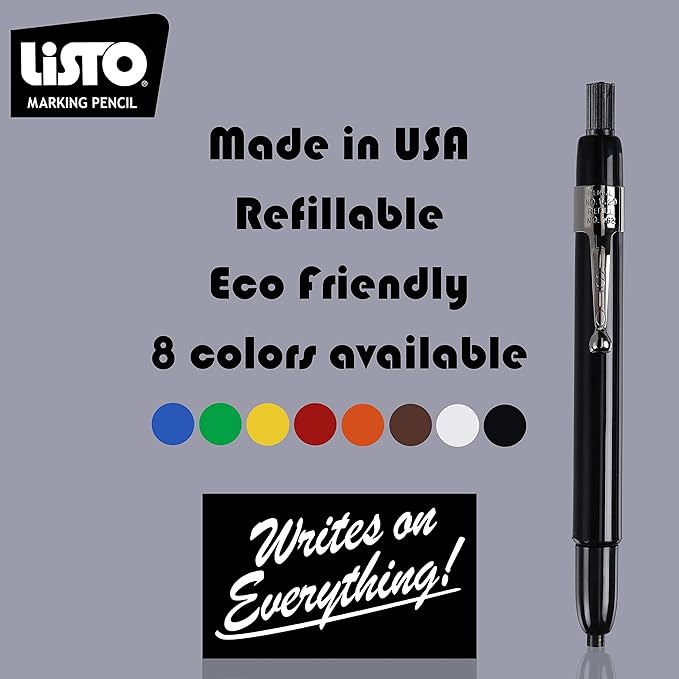 Listo 1620 BLACK COLOR - China Markers/Grease Pencils/China Marking/Pencils/Wax Pencils - Made in USA (48)