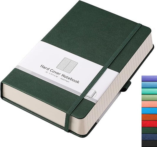 AHGXG Lined Journal Notebook - 320 Numbered Pages Thick Journal for Writing A5 College Ruled Notebook, 100gsm Lined Paper, Leather Hardcover, for Women Men Work Office School, 5.75'' X 8.38''-Green