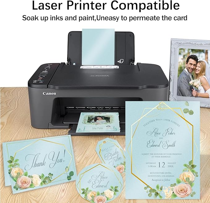 24 Sheets Blue Shimmer Cardstock 8.5 x 11 Metallic Paper, Goefun 80lb Card Stock Printer Paper for Invitations, Weddings, Parties, Showers