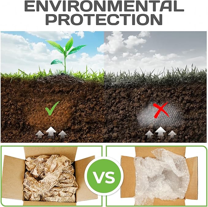 HexaFil Mini - Honeycomb Packing Paper, Eco-Friendly, Sustainable Filler for Shipping & Moving, Cushioned Packing Material in Dispenser Box, Alternative to Bubble Wrap - Natural, 12" x 850'
