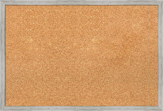 Amanti Art Natural Cork Board for Wall, 17x25 Vision Board with White Frame, Medium Corkboard Office Decor for Home Organization, Cottage Corkboard Pinboard to Display Items for Home Organization in
