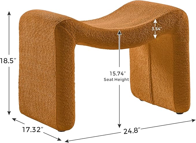 Large Footstool Ottoman, Multi-Functional Modern Foot Stool, Sofa Footrest Extra Seating for Living Room, Entryway, Hallways and Bedrooms, Large, Curry