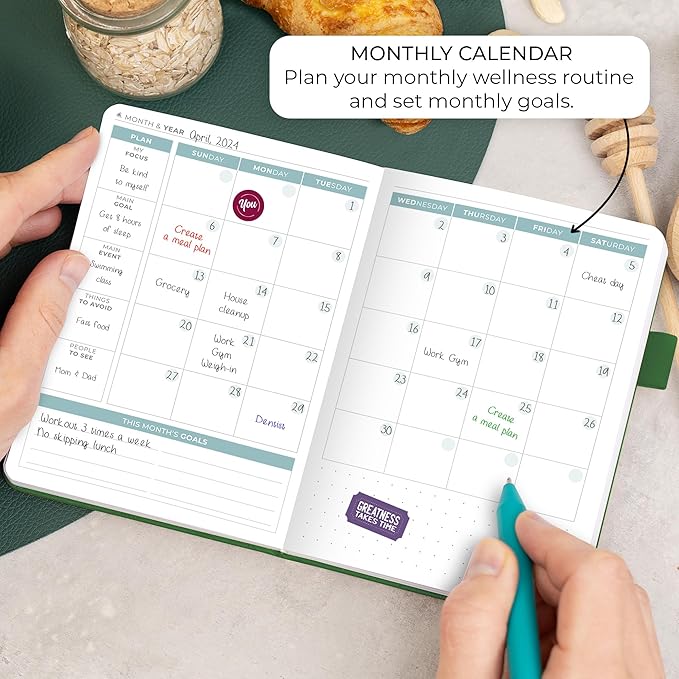 Clever Fox Food Journal Pocket - Daily Food Diary, Meal Planner to Track Calories & Nutrients, Weight Loss Tracker Notebook, 4x5.5” (Forest Green)