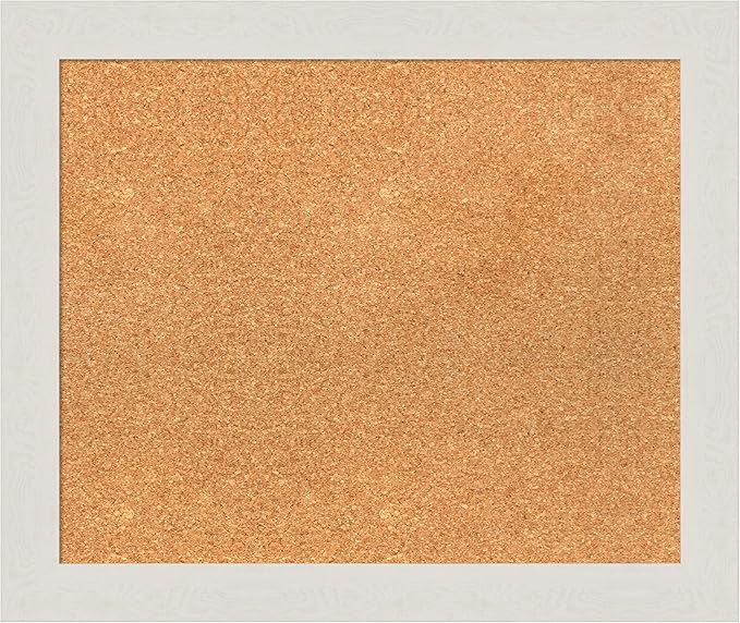 Amanti Art Natural Cork Board for Wall, 21x25 Vision Board with White Frame, Medium Corkboard Office Decor for Home Organization, Country Rustic Corkboard Pinboard to Display Items for Home
