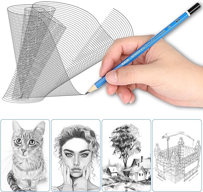 Profession Sketch Pencils 6B to 4H for Kids and Adults Drawing, Art Graphite Pencil for Artists Beginner Sketching