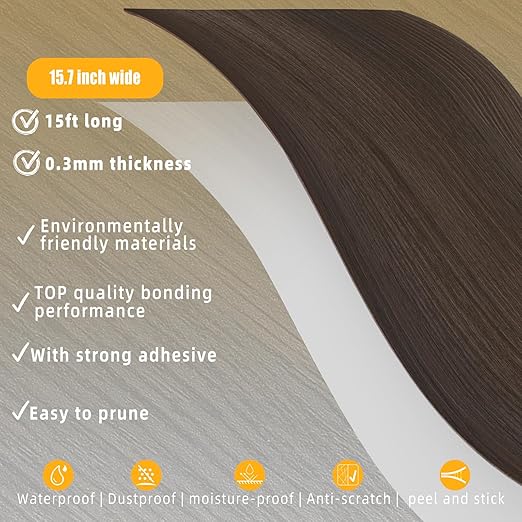 GSCIT Club Red Walnut Wallpaper, 15.7 inch X 15ft Self Adhesive Wood Grain Repair Tape Patch for Tables, Chairs, Baseboards, Doors, Windows, Floors, Handicraft DIY.