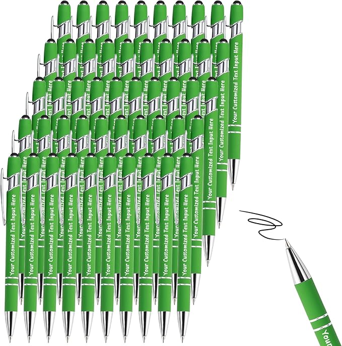 50-500 Pcs Personalized Ballpoint Pen Custom Pens Free Engraved Bulk with Name Logo Soft Black Ink Stylus with Touch Metal Office Gift for Anniversaries Graduations Birthdays