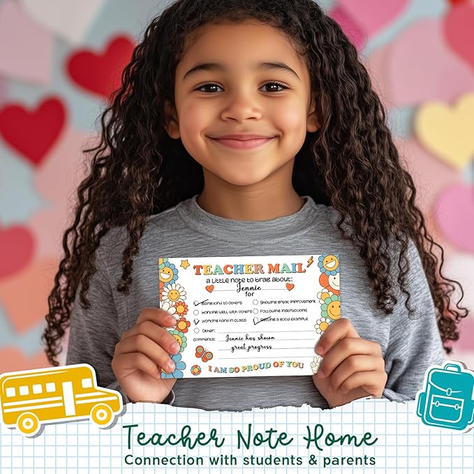 LOVEDMORE Groovy Teacher Mail Incentives Cards for Elementary Students, Classroom Rewards Cards for Teachers