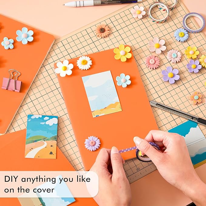 feela 8 Pack Soft Cover Journal Bulk, Notebooks College Ruled for Work, Lined Travel Journal for Women Men, Note Taking Notebook School Supplies Business Writing, 8.2” x 5.5”, A5, Orange