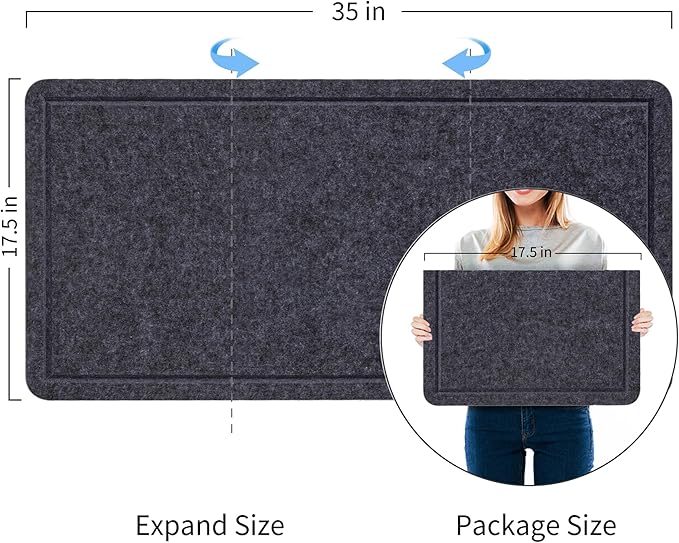 Bulletin Board, 35 x 17 1/2 inches Felt Board - Decorative Pin Board, Cork Board Alternative for Wall, Foldable Picture Board Self-Adhesive Vision Board Prayer Board with 20 Pushpins Dark Gray