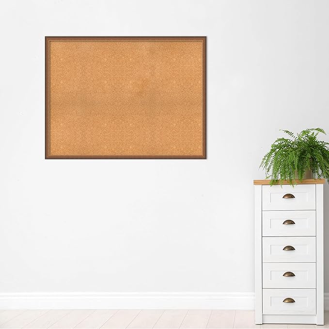 Amanti Art Natural Cork Board for Wall, 38x50 Vision Board with Bronze Frame, Oversize Corkboard Office Decor for Home Organization, Modern Corkboard Pinboard to Display Items for Home Organization