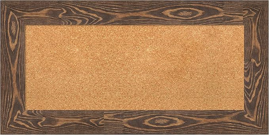 Amanti Art Natural Cork Board for Wall, 18x36 Vision Board with Brown Wood Frame, Medium Corkboard Office Decor for Home Organization, Country Rustic Corkboard Pinboard to Display Items for Home