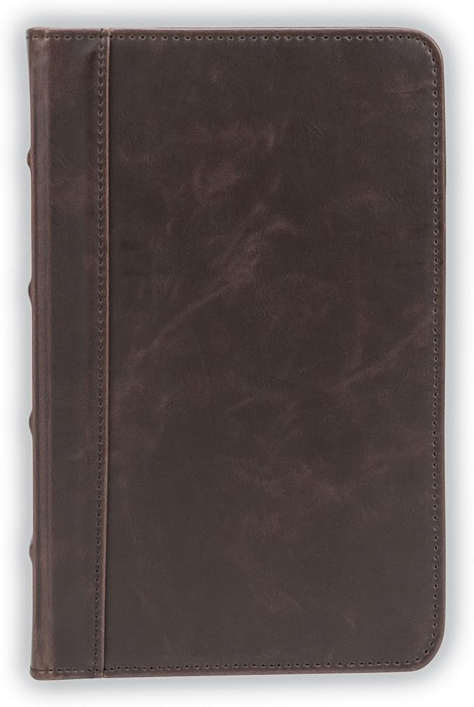 Samsill Small Vintage Portfolio/Zipper Faux Leather Portfolio, Book Style Hardback Design, Business & Interview Padfolio Organizer, Holds 5 x 8 Writing Pad, Dark Brown