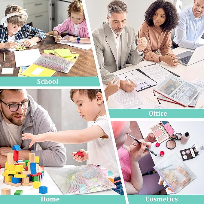 24pcs Board Games Storage Bags, A3 17x12 Inches Zipper Pouch, Puzzle Bags, Large Reusable Ziploc Bags, 8 Colors Zipper Bags for Organizing, Plastic Mesh Bags, Zipper Bags for Toys, Office