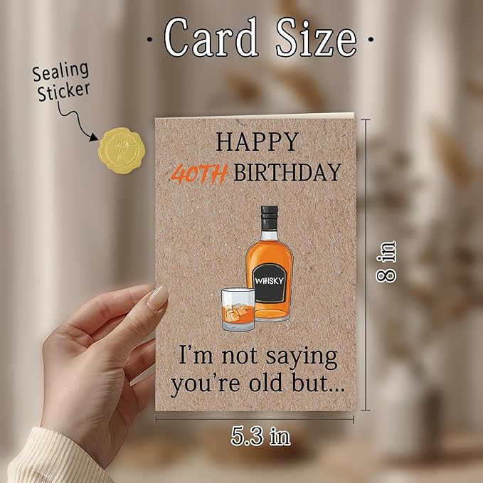 Funny 40th Birthday Gifts Women Men, Happy 40th Birthday Card for Him Her, Forty Gifts for Men Women, 40 Years Old Bday Decorations