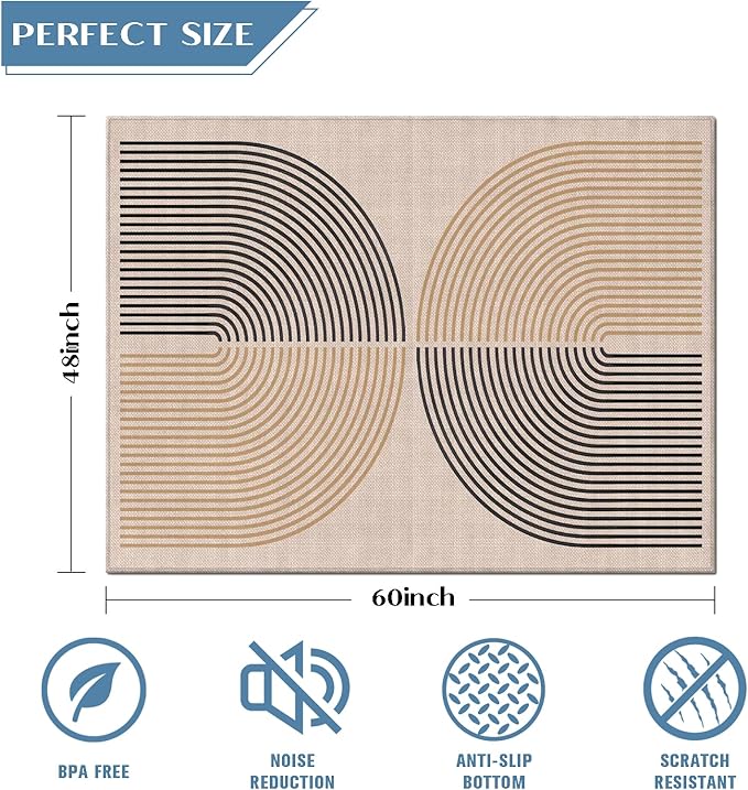 Office Chair Mat for Hardwood Floor Minimalist Art 48"x60" Computer Gaming Chair Mat Anti-Slip Office Rugs Floor Protector for Rolling Chairs Under Desk Rug for Home Office