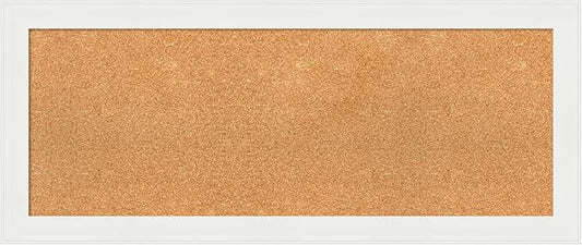 Amanti Art Natural Cork Board for Wall, 17x41 Vision Board with White Frame, Medium Corkboard Office Decor for Home Organization, Casual Corkboard Pinboard to Display Items for Home Organization in