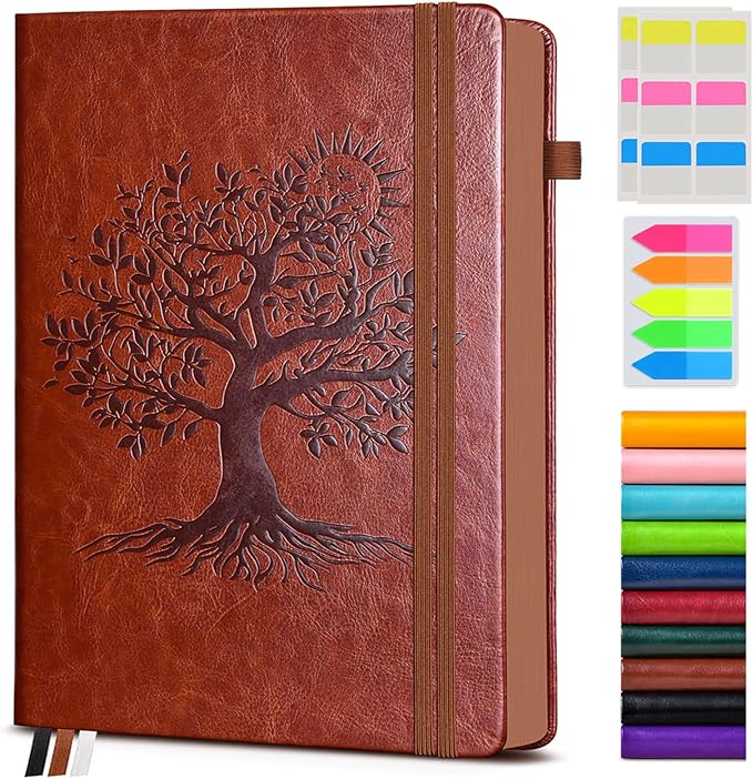 Vintage Leather Journal with 300 Numbered Pages,A4 Lined Journal for Men Women,Daily Journals for Writing,College Ruled Notebook for Work,School,Note taking,Travel Diary,Large (8.5" X 11.3")